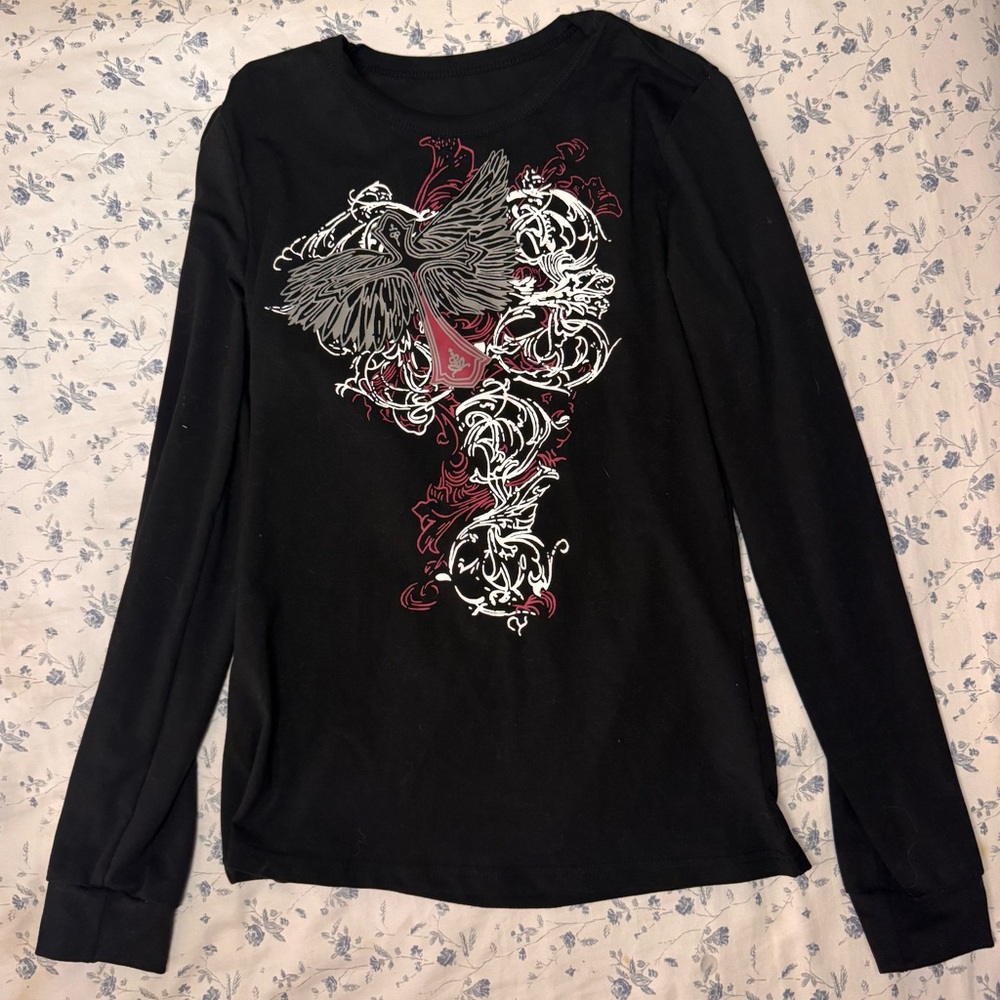 Black Graphic Long Sleeve Hoodie